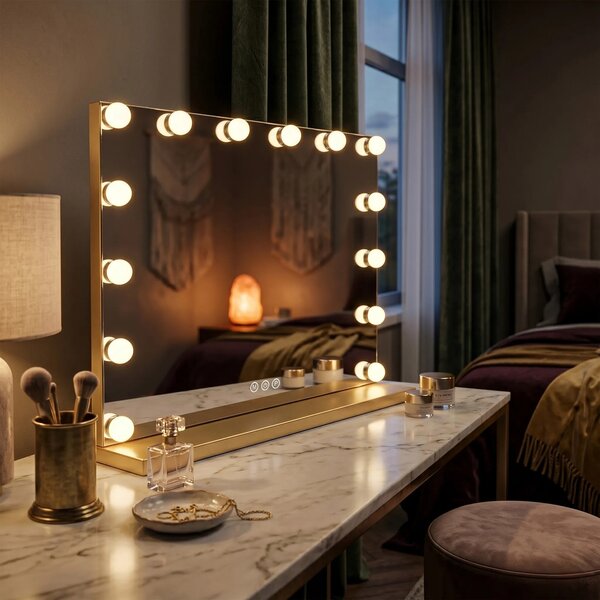 Stensko ogledalo LED HOLLYWOOD L.Gold 80x60