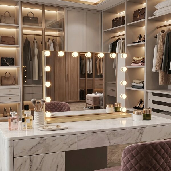 Stensko ogledalo LED HOLLYWOOD L.Gold 80x60