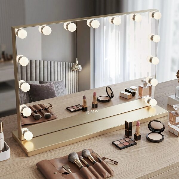 Stensko ogledalo LED HOLLYWOOD L.Gold 80x60
