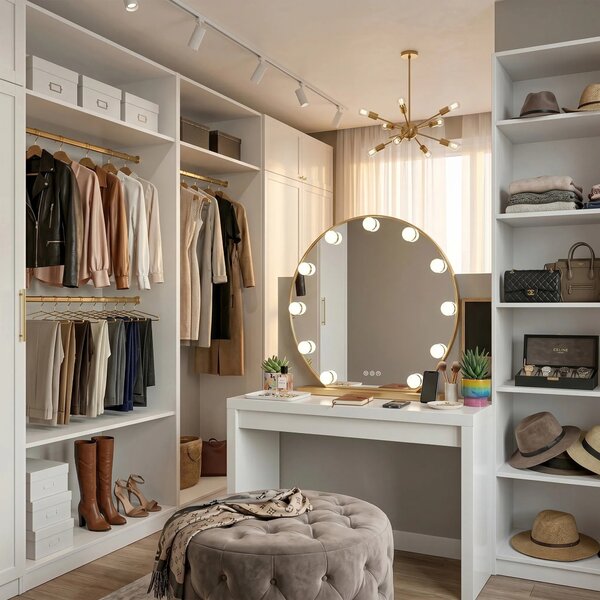 Stensko ogledalo LED HOLLYWOOD L. Gold 50 cm