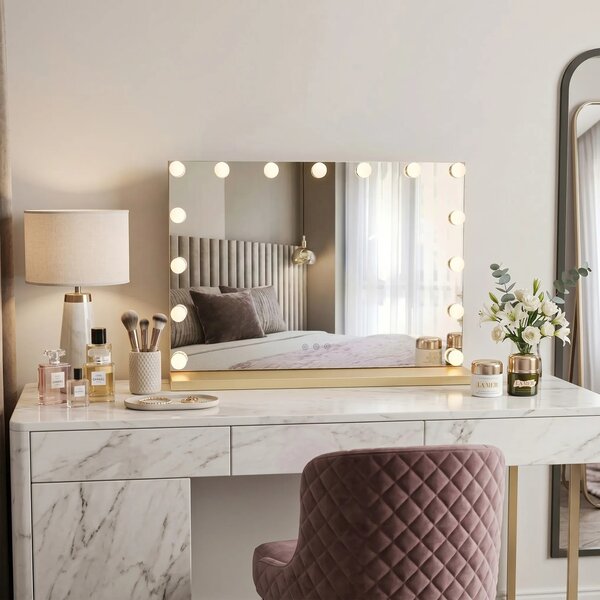 Stensko ogledalo LED HOLLYWOOD L.Gold 80x60