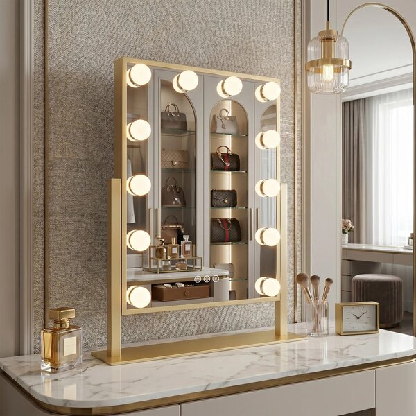 Stensko ogledalo LED HOLLYWOOD L.Gold 30x40