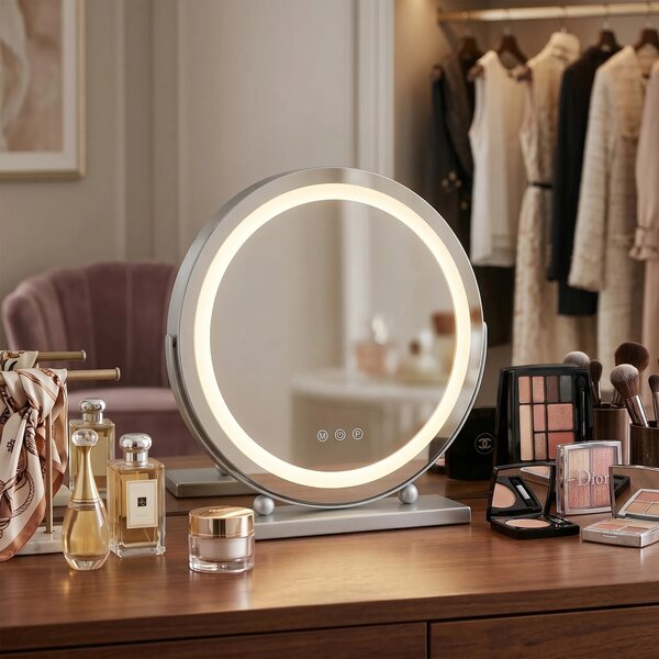 Stensko ogledalo LED MAKE-UP Chrome 40 cm