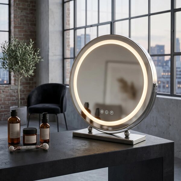 Stensko ogledalo LED MAKE-UP Chrome 40 cm