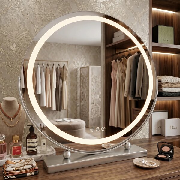 Stensko ogledalo LED MAKE-UP Chrome 50 cm