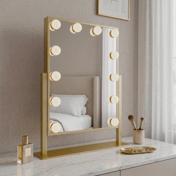 Stensko ogledalo LED HOLLYWOOD L.Gold 30x40