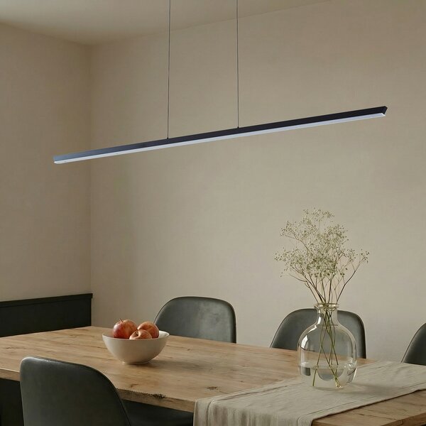 Lucande LED viseča svetilka Solvar, 158 cm, črna, CCT, z možnostjo zatemnitve, zatemnjen, Črna, Dnevna soba / jedilnica, Kovina, Sodobni