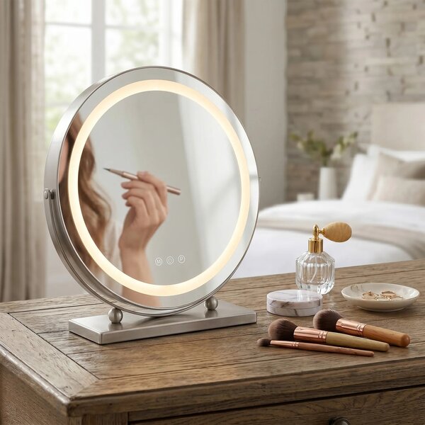 Stensko ogledalo LED MAKE-UP Chrome 40 cm