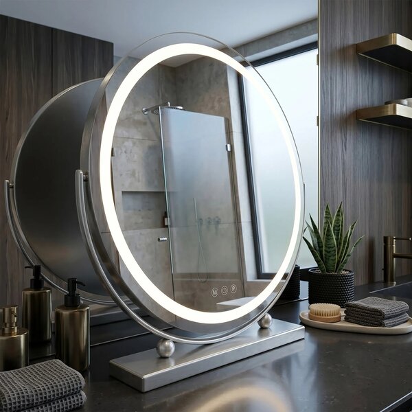 Stensko ogledalo LED MAKE-UP Chrome 50 cm