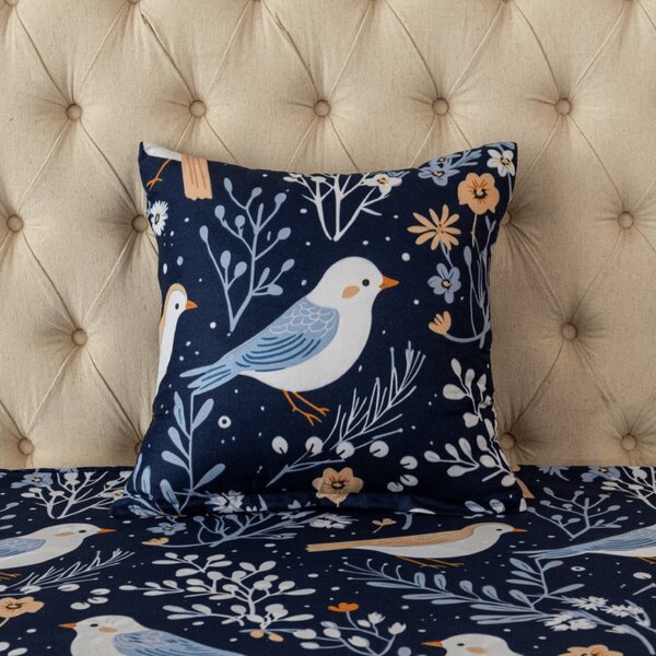 Prevleka za blazino iz mikrovlaken DENIM PTIČKI 45x45 cm, modra