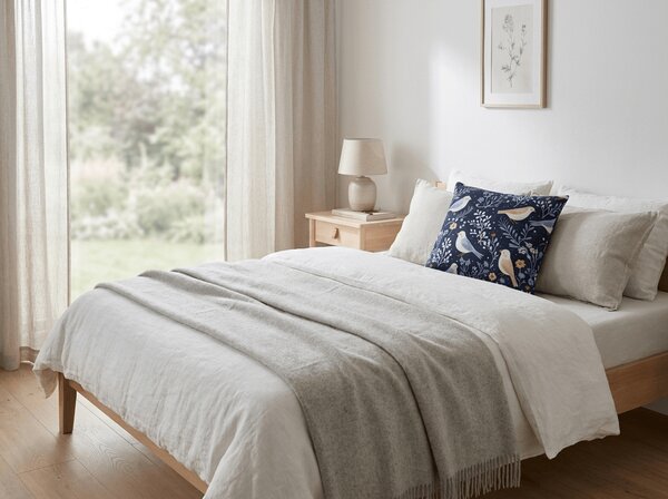 Prevleka za blazino iz mikrovlaken DENIM PTIČKI 45x45 cm, modra