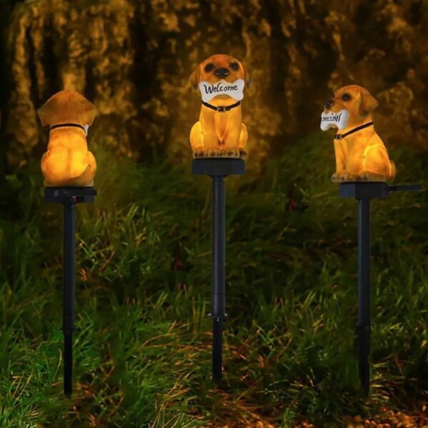 Solarna LED vrtna svetilka psiček welcome 41cm 2W