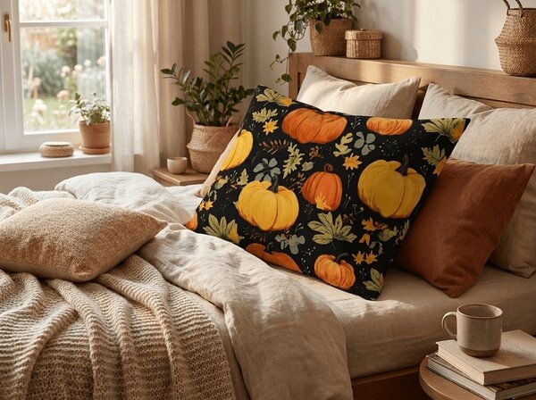 Prevleka za vzglavnik iz mikrovlaken ORANGE PUMPKINS 70x90 cm, pisano