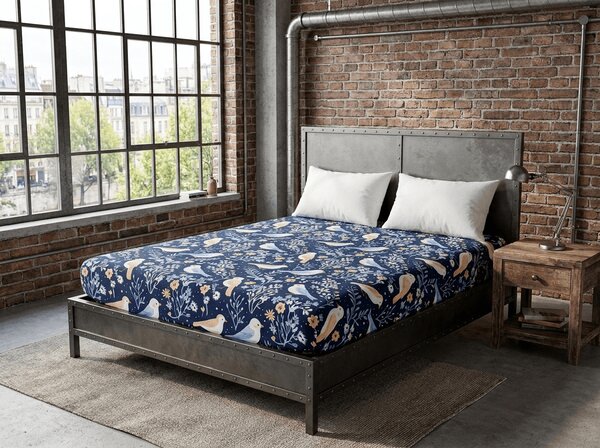 Rjuha iz mikrovlaken DENIM PTIČKI modra 90x200 cm