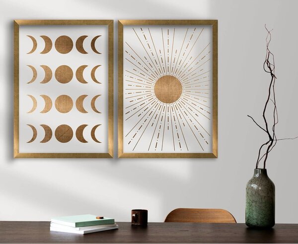 Plakati v kompletu 2 ks z okvirjem 38x53 cm Moon & Sun – Wallity