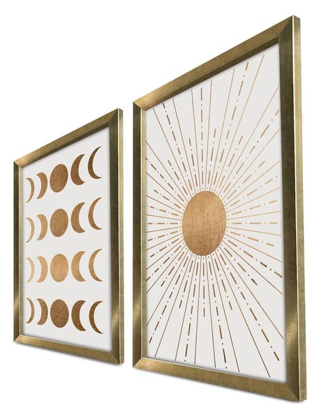 Plakati v kompletu 2 ks z okvirjem 38x53 cm Moon & Sun – Wallity