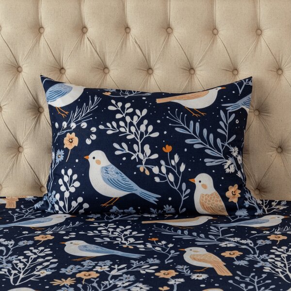 Prevleka za blazino iz mikrovlaken DENIM PTIČKI 50x70 cm, modra