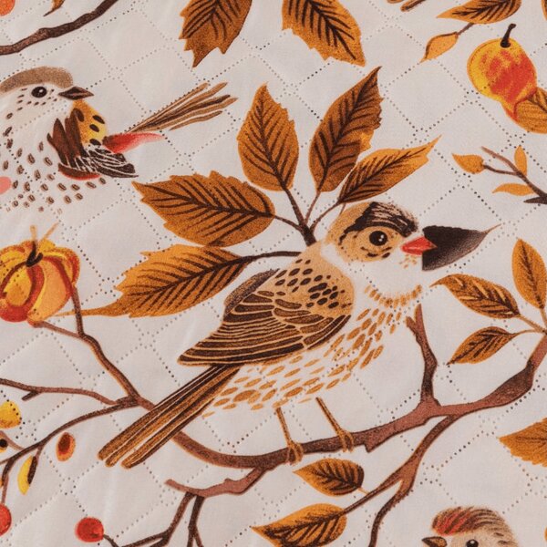 Pregrinjalo za posteljo BIRDS PUMPKIN, rjava Dimenzije: 170 x 210 cm