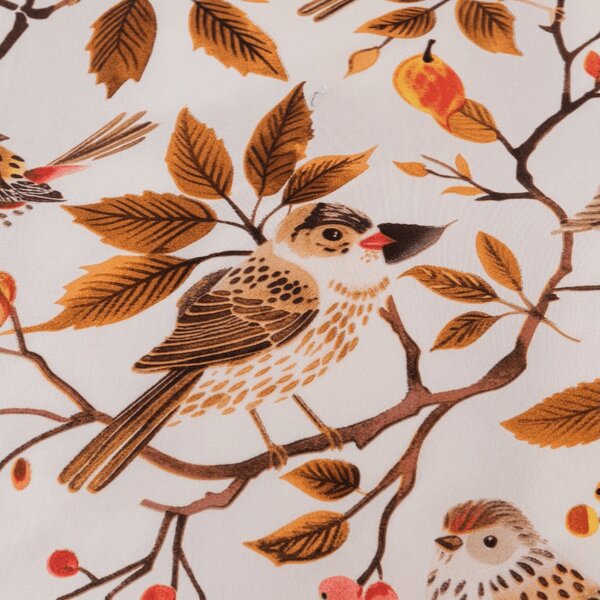 Posteljnina iz mikrovlaken BIRDS PUMPKIN rjava Dimenzije posteljnine: 70 x 90 cm | 140 x 200 cm