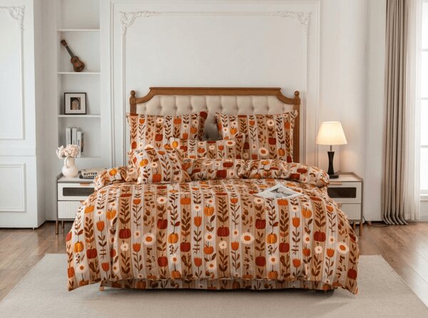 Posteljnina iz mikrovlaken PUMPKIN STRIPES barvna Dimenzije posteljnine: 70 x 90 cm | 140 x 200 cm