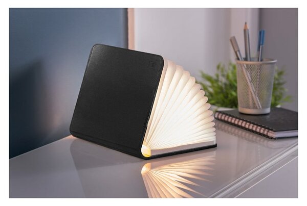 Črna LED namizna svetilka s tekstilnim senčilom (višina 2,5 cm) Booklight – Gingko