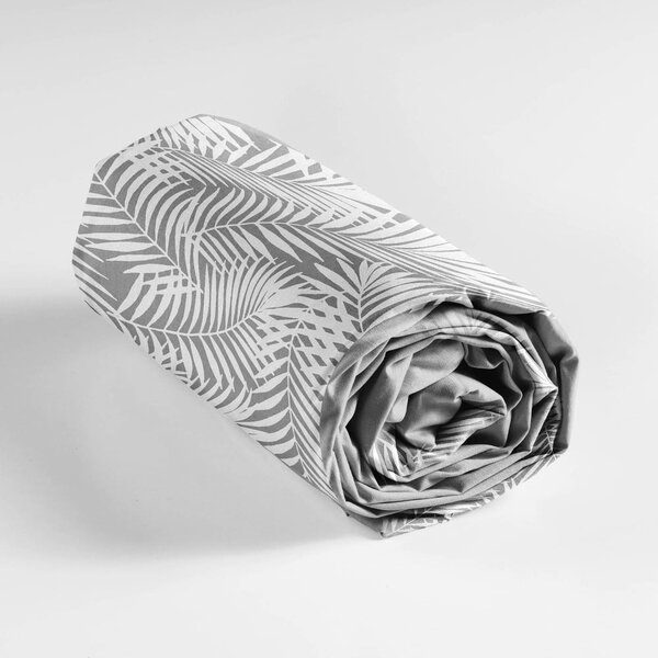 Bela/siva napenjalna bombažna rjuha 160x200 cm Botania – douceur d'intérieur