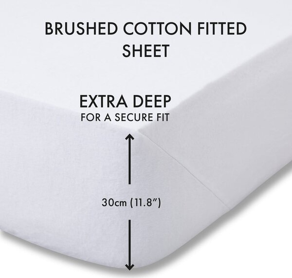 Bela napenjalna flanelna rjuha 150x200 cm Brushed – Catherine Lansfield