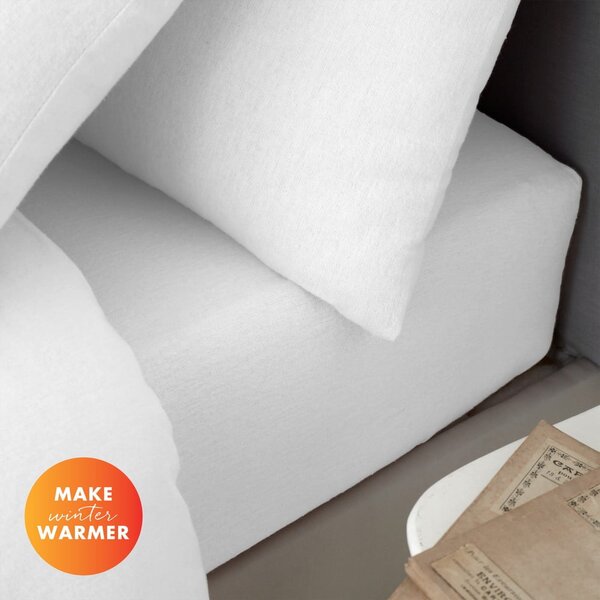 Bela napenjalna flanelna rjuha 150x200 cm Brushed – Catherine Lansfield