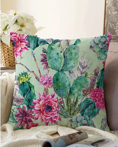 Zelana prevleka za vzglavnik iz mešanice bombaža Minimalist Cushion Covers Cactus, 55 x 55 cm