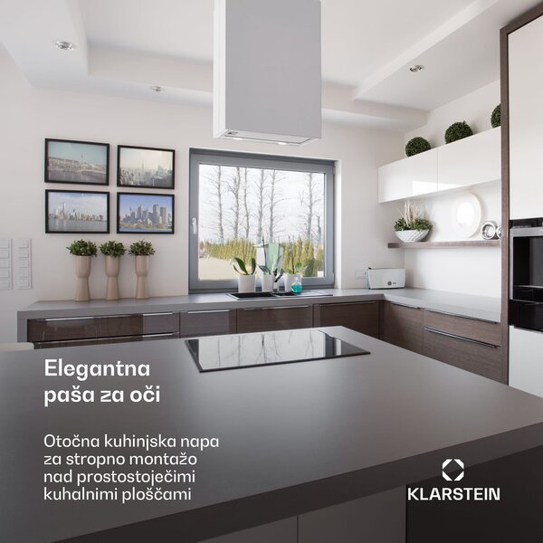 Klarstein Structura, kuhinjska napa, sesanje/kroženje zraka, 624 m³/h max., EEC A, LED, nerjaveče jeklo