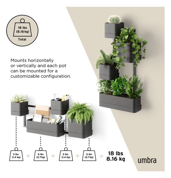 Plastični viseči cvetlični lonci za zelišča v kompletu 4 ks Cubiko – Umbra