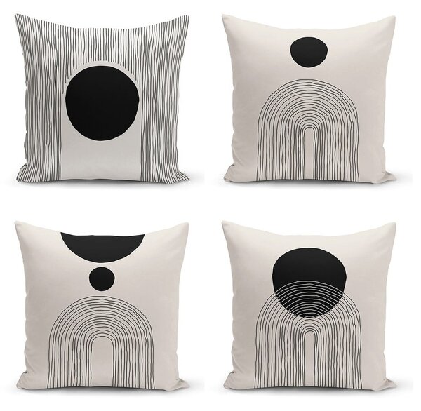 Črno-bež prevleke za blazine v kompletu 4 kom 43x43 cm - Minimalist Cushion Covers