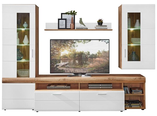 DNEVNI REGAL, bela, barve hrasta