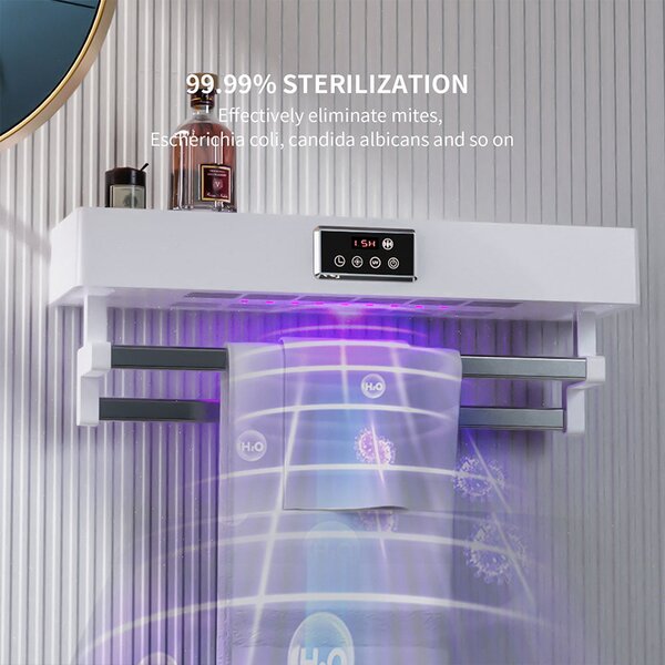 Sušilnik brisač z UV sterilizatorjem, ElectricSun STANDARD Black, crni, montaža na steno, za kuhinjo in kopalnico, 60 cm, 450W