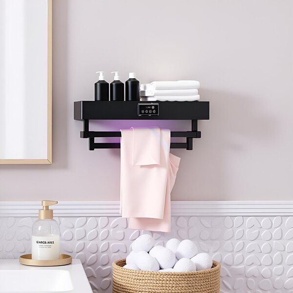 Sušilnik brisač z UV sterilizatorjem, ElectricSun STANDARD Black, crni, montaža na steno, za kuhinjo in kopalnico, 60 cm, 450W