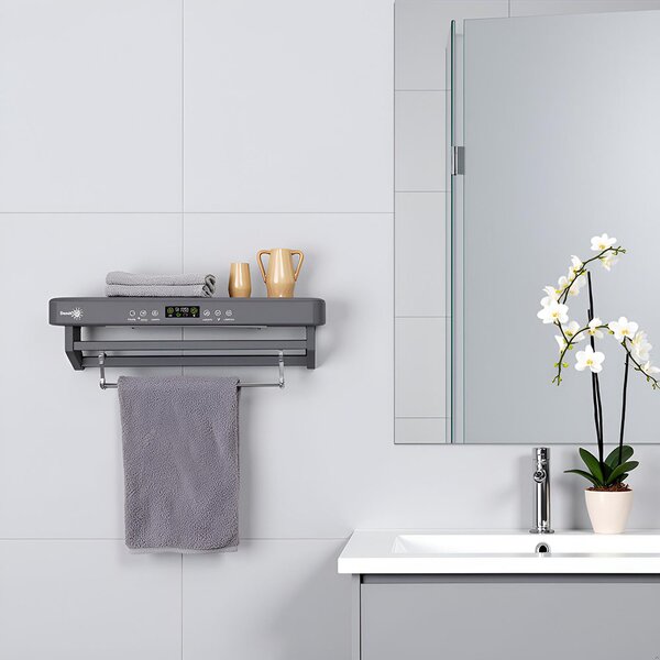 Pametni sušilnik brisač, ElectricSun PREMIUM Grey, sivi, z UV sterilizatorjem, montaža na steno, za kuhinjo in kopalnico, 60 cm, 450W