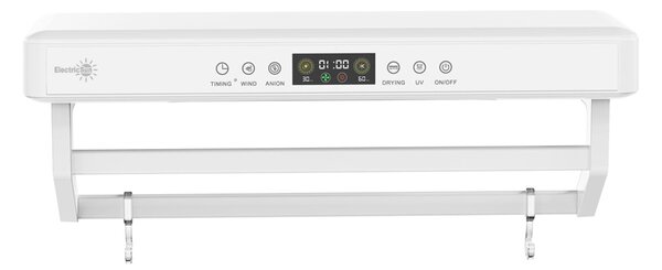 Pametni sušilnik brisač, ElectricSun PREMIUM White, beli, z UV sterilizatorjem, montaža na steno, za kuhinjo in kopalnico, 60 cm, 450W