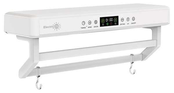 Pametni sušilnik brisač, ElectricSun PREMIUM White, beli, z UV sterilizatorjem, montaža na steno, za kuhinjo in kopalnico, 60 cm, 450W