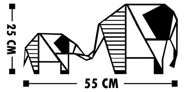 Črna stenska dekoracija Wallity Elephant