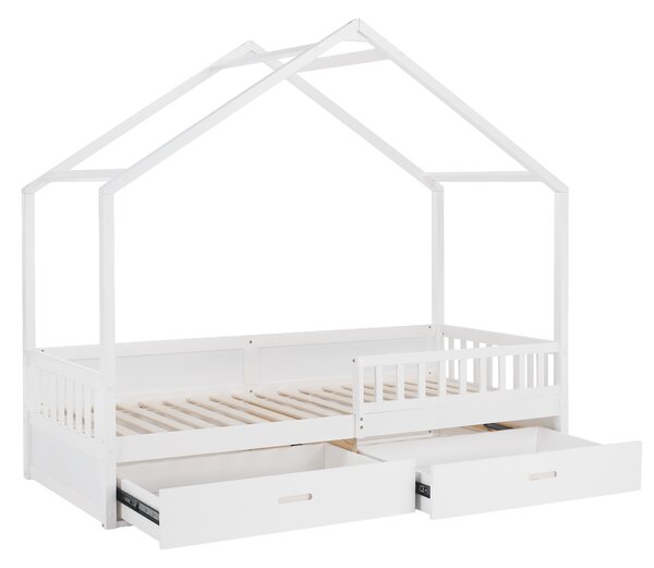 KONDELA Montessori postelja, 90x200, bela, masivna, BIANKA