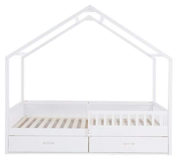 KONDELA Montessori postelja, 90x200, bela, masivna, BIANKA