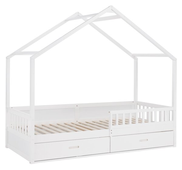 KONDELA Montessori postelja, 90x200, bela, masivna, BIANKA