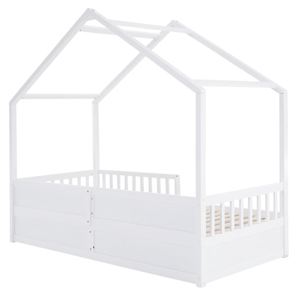 KONDELA Montessori postelja, 90x200, bela, masivna, BIANKA