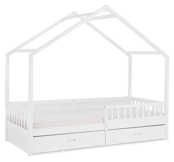 KONDELA Montessori postelja, 90x200, bela, masivna, BIANKA