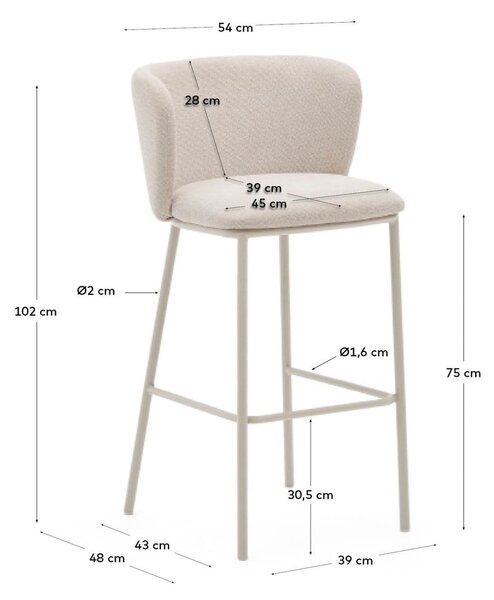 Bež barski stol (višina sedeža 75 cm) Ciselia – Kave Home