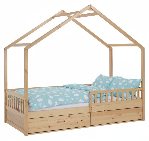 KONDELA Montessori postelja, 90x200, naravna, masivna, BIANKA