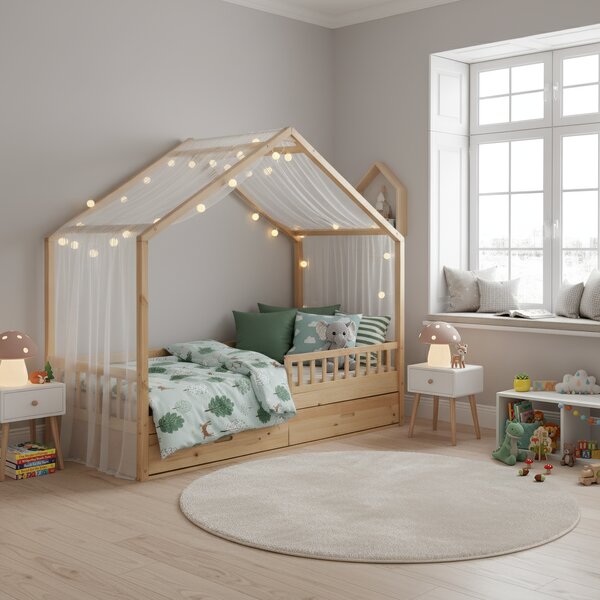 KONDELA Montessori postelja, 90x200, naravna, masivna, BIANKA