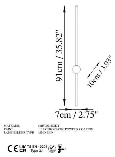 LED stenska svetilka v zlati barvi ø 7 cm Sword – Opviq lights