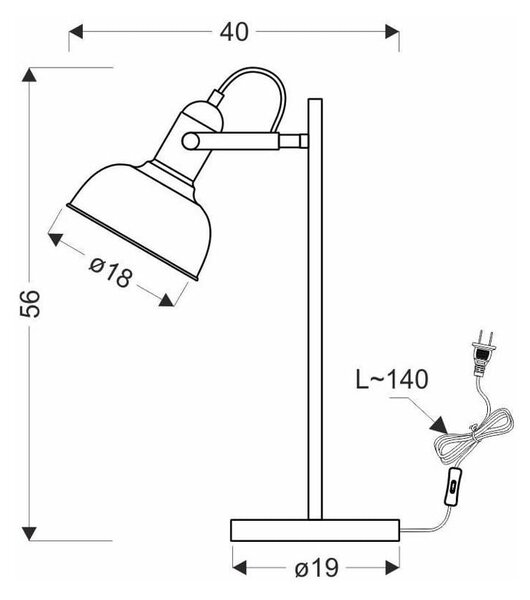 Črna kovinska namizna svetilka (višina 56 cm) Reno - Candellux Lighting