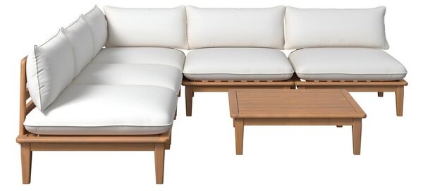 Mömax Loungegarnitur Chris Akazie/beige Echtholz